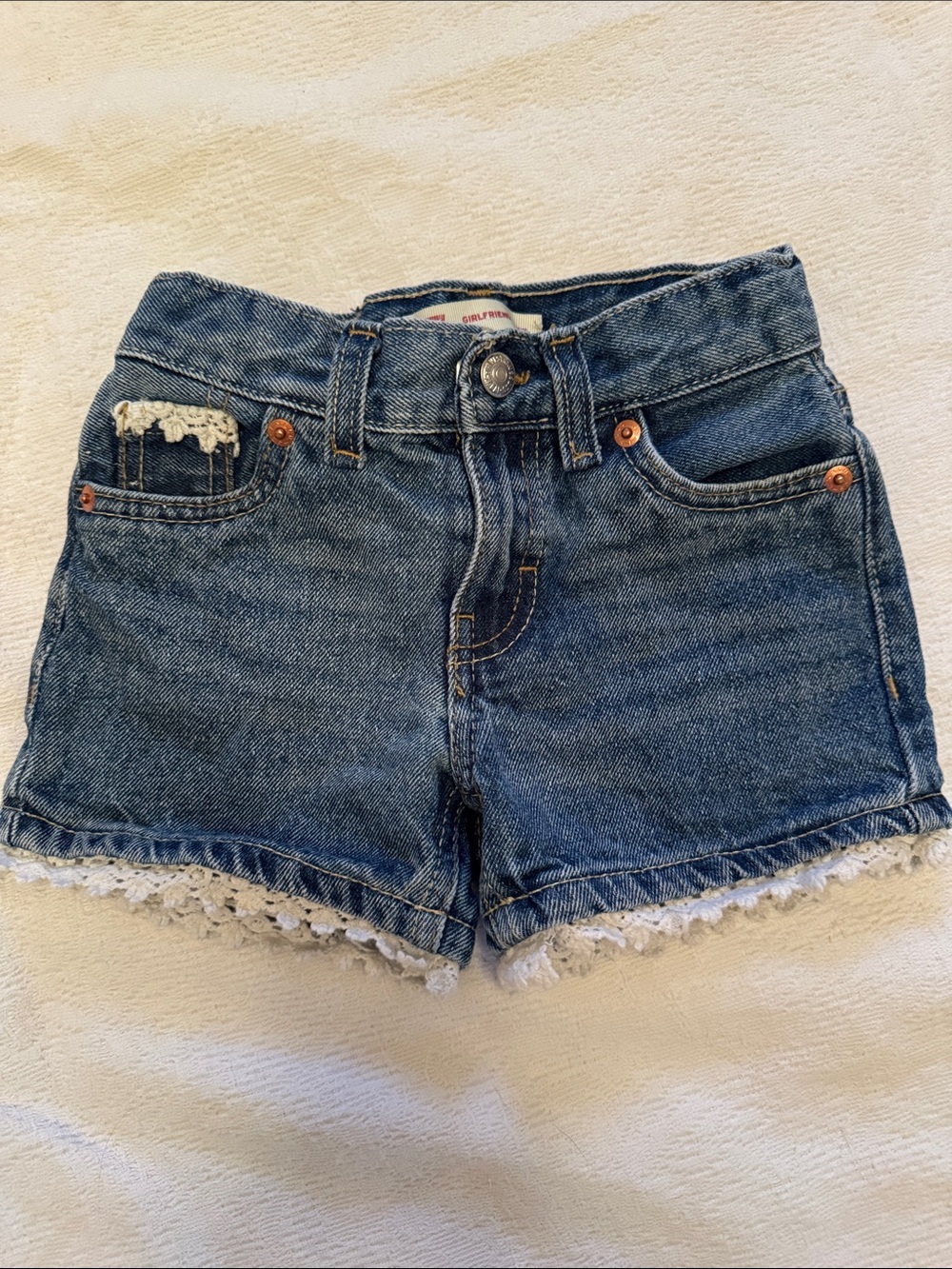 Levi Girls' Denim Shorts with Lace Trim size 4 reg